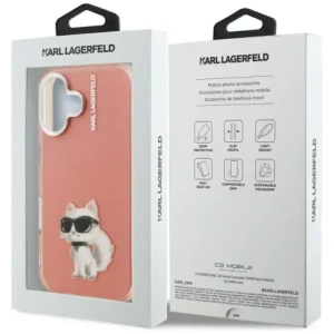 Etui Karl Lagerfeld IML Aquarelle Choupette & Logo do Apple iPhone 16 różowy