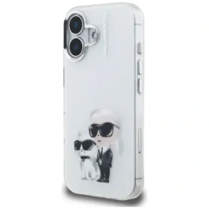 Etui Karl Lagerfeld IML Aquarelle Karl & Choupette & Logo do Apple iPhone 16 biały