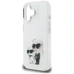 Etui Karl Lagerfeld IML Aquarelle Karl & Choupette & Logo do Apple iPhone 16 biały