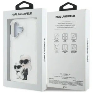 Etui Karl Lagerfeld IML Aquarelle Karl & Choupette & Logo do Apple iPhone 16 biały