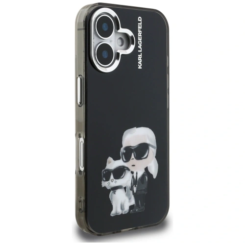 Etui Karl Lagerfeld IML Aquarelle Karl & Choupette & Logo do Apple iPhone 16 czarny
