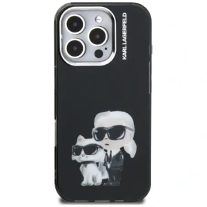 Etui Karl Lagerfeld IML Aquarelle Karl & Choupette & Logo do Apple iPhone 16 Pro czarny