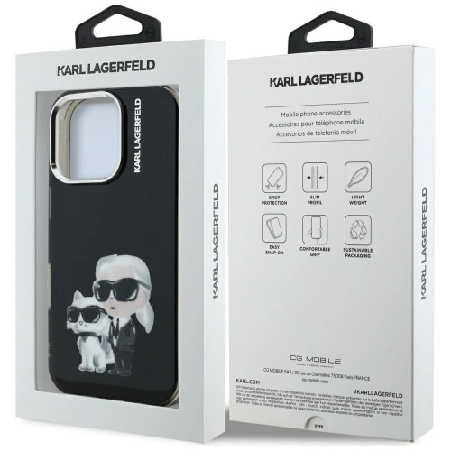 Etui Karl Lagerfeld IML Aquarelle Karl & Choupette & Logo do Apple iPhone 16 Pro czarny