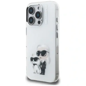 Etui Karl Lagerfeld IML Aquarelle Karl & Choupette & Logo do Apple iPhone 16 Pro Max biały