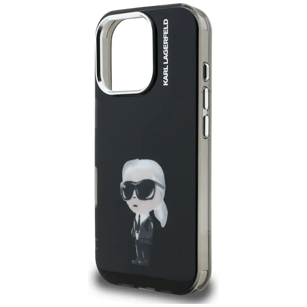 Etui Karl Lagerfeld IML Aquarelle Karl & Logo MagSafe do Apple iPhone 16 Pro czarny