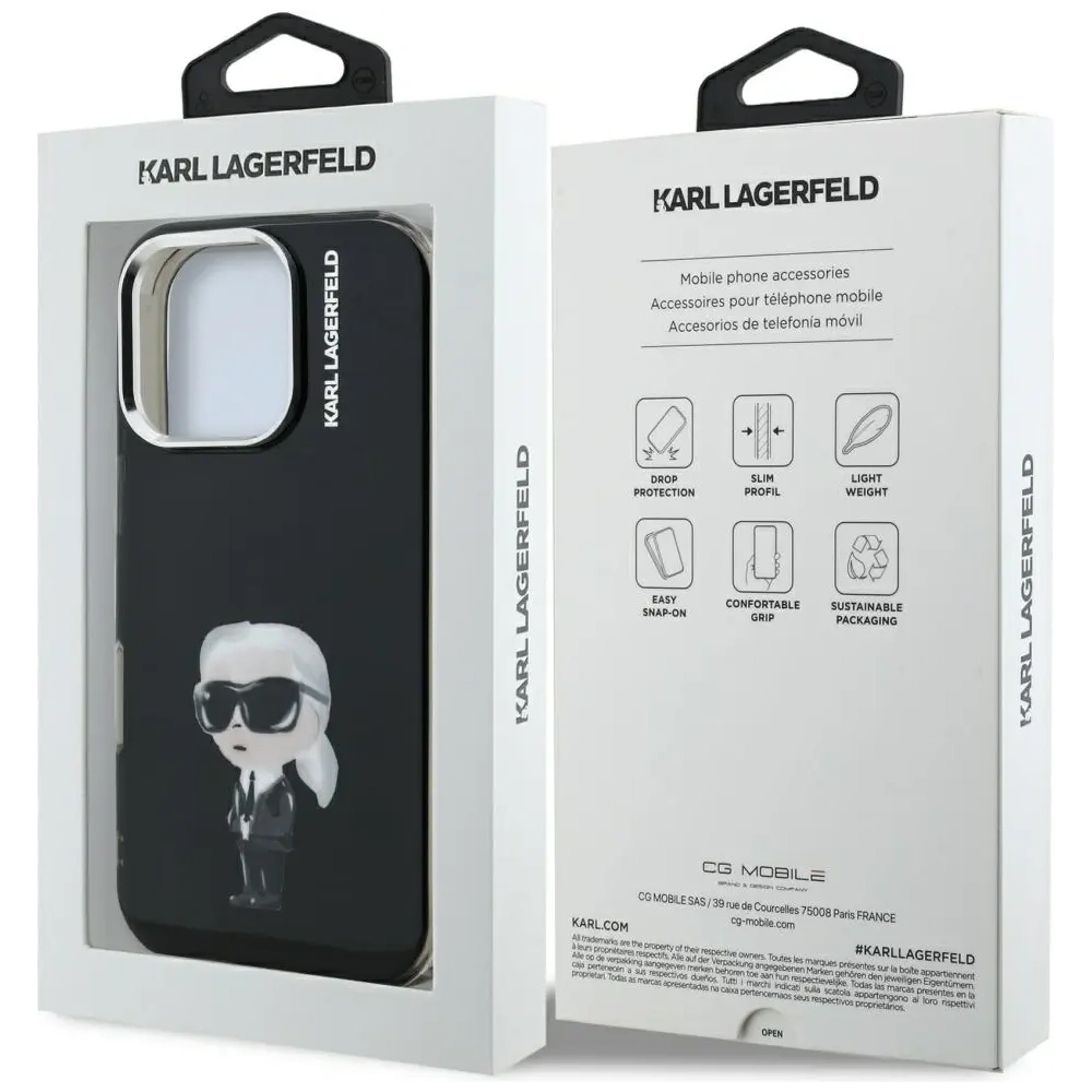 Etui Karl Lagerfeld IML Aquarelle Karl & Logo MagSafe do Apple iPhone 16 Pro czarny