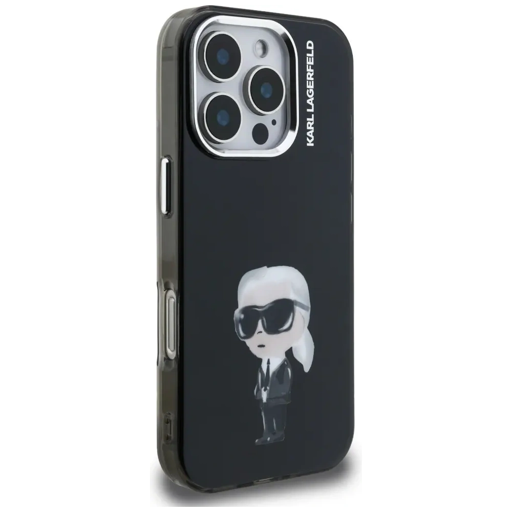 Etui Karl Lagerfeld IML Aquarelle Karl & Logo MagSafe do Apple iPhone 16 Pro Max czarny