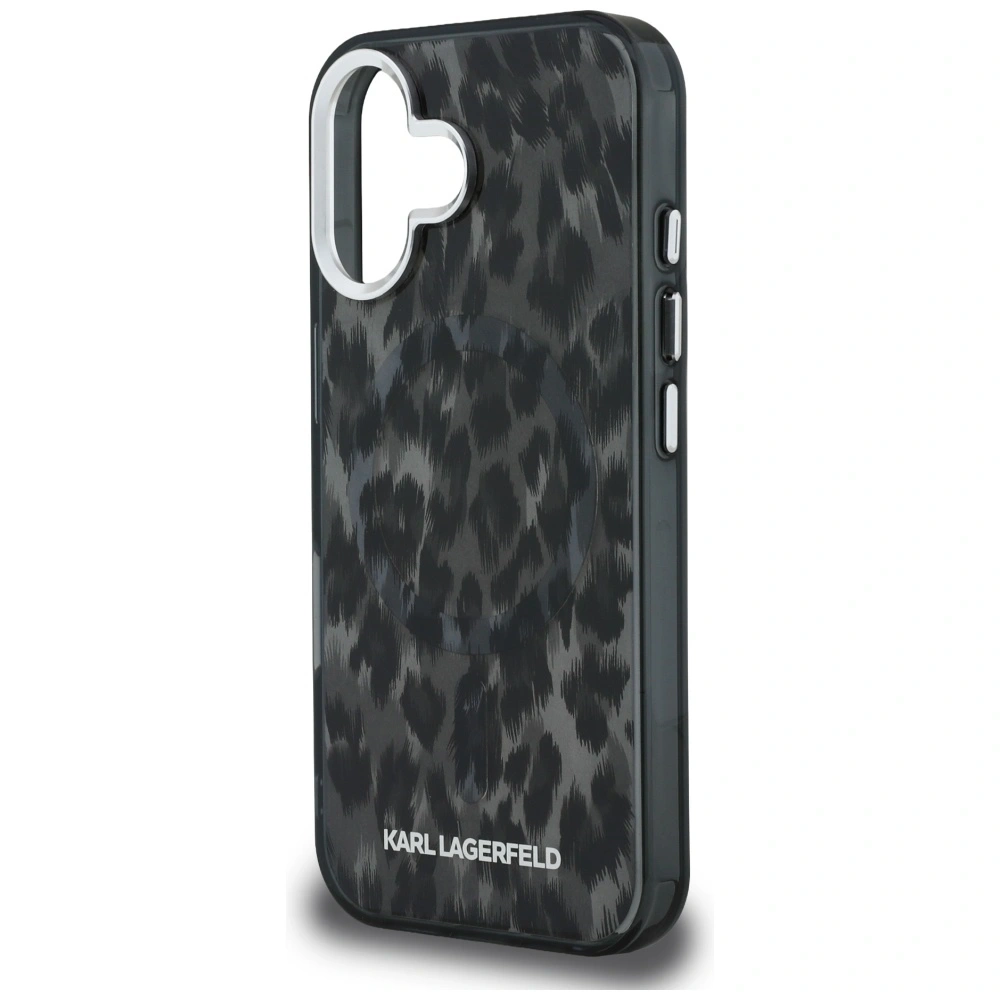 Etui Karl Lagerfeld IML Leopard Pattern MagSafe do Apple iPhone 16 czarny