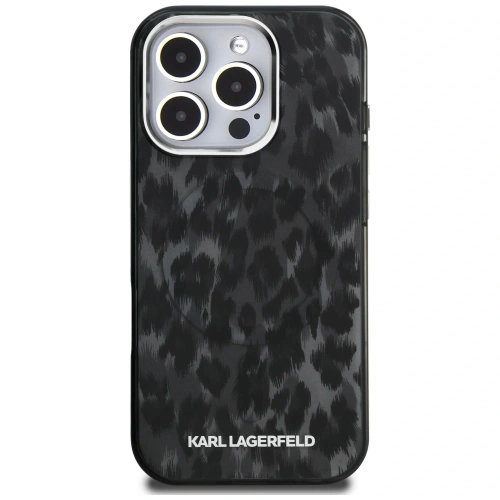 Etui Karl Lagerfeld IML Leopard Pattern MagSafe do Apple iPhone 16 Pro czarny