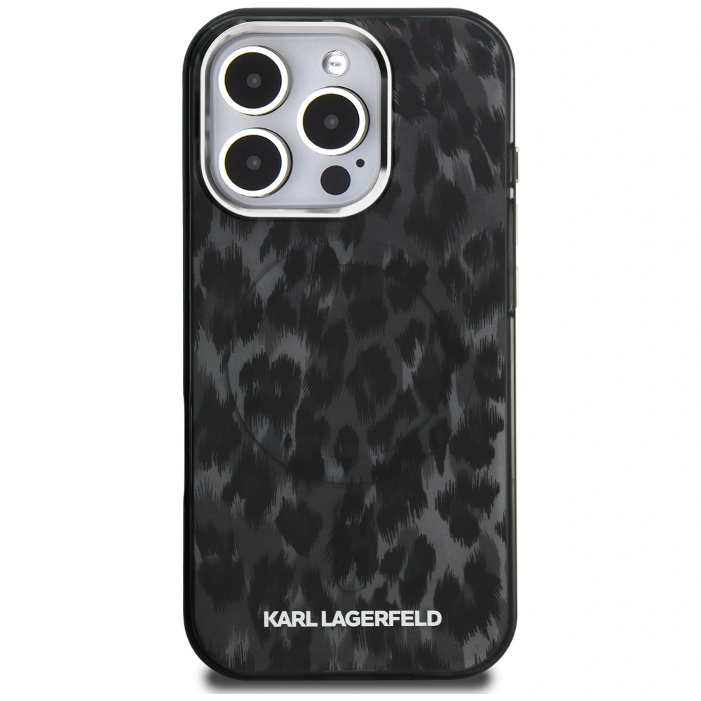 Etui Karl Lagerfeld IML Leopard Pattern MagSafe do Apple iPhone 16 Pro czarny