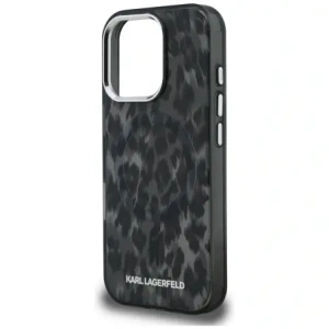 Etui Karl Lagerfeld IML Leopard Pattern MagSafe do Apple iPhone 16 Pro czarny
