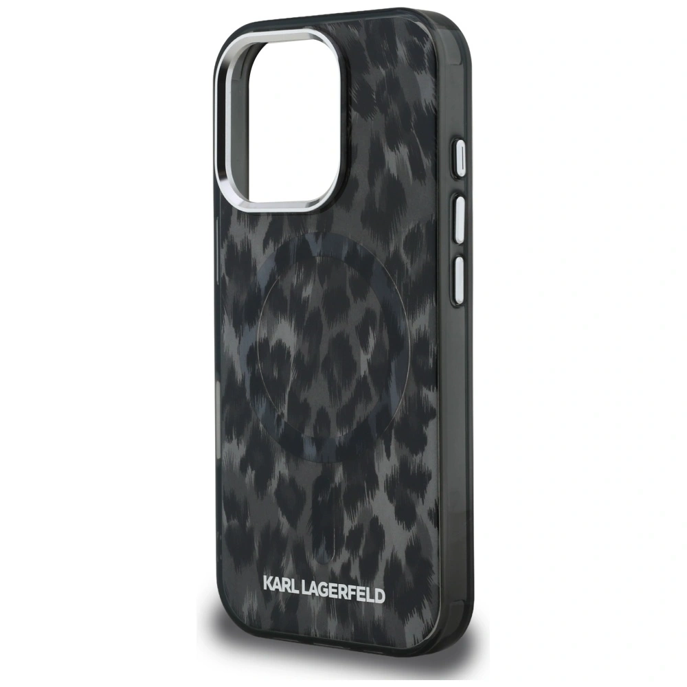 Etui Karl Lagerfeld IML Leopard Pattern MagSafe do Apple iPhone 16 Pro czarny