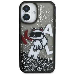 Etui Karl Lagerfeld Liquid Glitter Choupette Logo do Apple iPhone 16 czarny