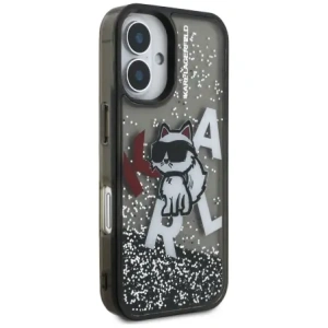 Etui Karl Lagerfeld Liquid Glitter Choupette Logo do Apple iPhone 16 czarny