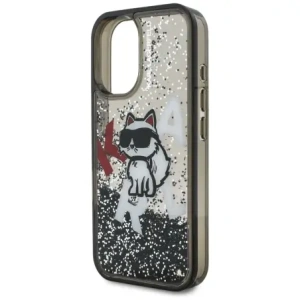Etui Karl Lagerfeld Liquid Glitter Choupette Logo do Apple iPhone 16 czarny