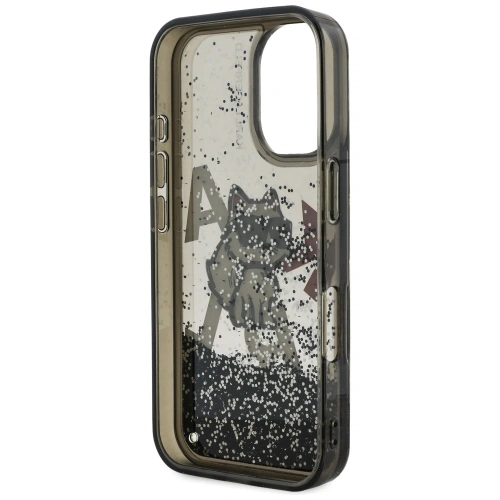 Etui Karl Lagerfeld Liquid Glitter Choupette Logo do Apple iPhone 16 czarny