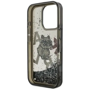 Etui Karl Lagerfeld Liquid Glitter Choupette Logo do Apple iPhone 16 Pro Max czarny