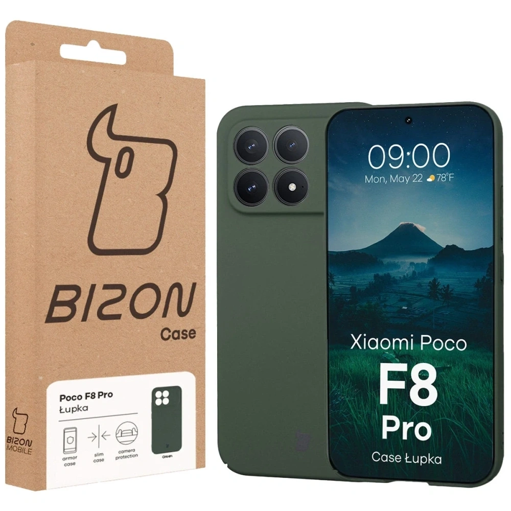 Etui Bizon Case Łupka do Xiaomi POCO F8 Pro zielone