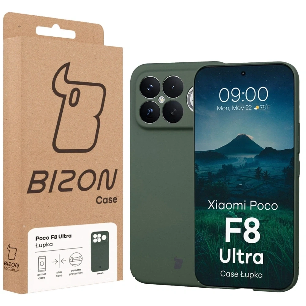 Etui Bizon Case Łupka do Xiaomi POCO F8 Ultra zielone