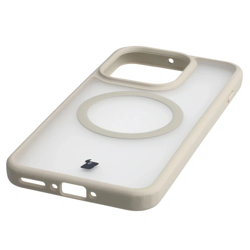 Etui z pierścieniem magnetycznym Bizon Case MatteO do Oppo Find X9 przydymione-beżowe