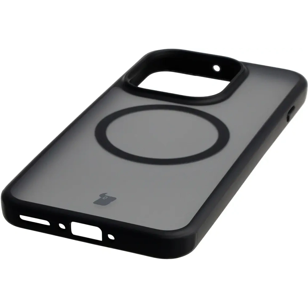 Etui z pierścieniem magnetycznym Bizon Case MatteO do Oppo Find X9 przydymione-czarne