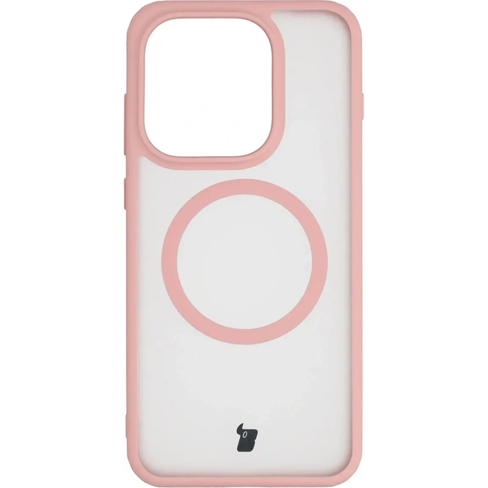 Etui z pierścieniem magnetycznym Bizon Case MatteO do Oppo Find X9 przydymione-jasnoróżowe