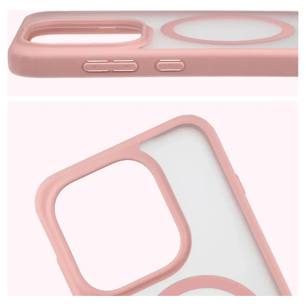 Etui z pierścieniem magnetycznym Bizon Case MatteO do Oppo Find X9 przydymione-jasnoróżowe