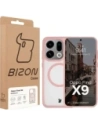 Etui z pierścieniem magnetycznym Bizon Case MatteO do Oppo Find X9 przydymione-jasnoróżowe