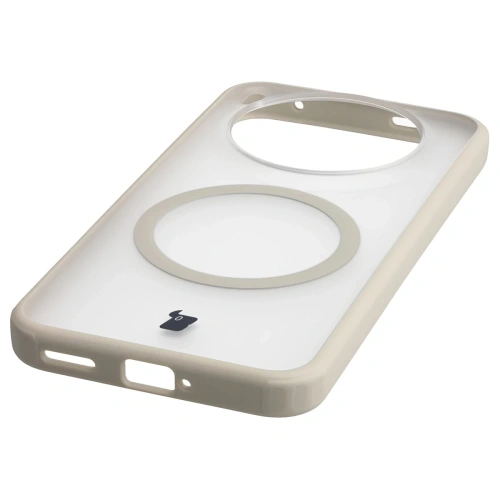 Etui z pierścieniem magnetycznym Bizon Case MatteO do Vivo X300 przydymione-beżowe