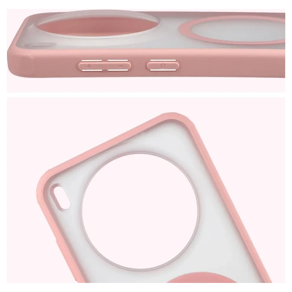 Etui z pierścieniem magnetycznym Bizon Case MatteO do Vivo X300 przydymione-jasnoróżowe