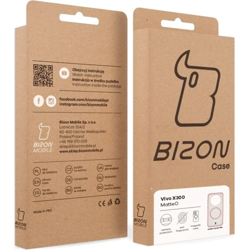 Etui z pierścieniem magnetycznym Bizon Case MatteO do Vivo X300 przydymione-jasnoróżowe