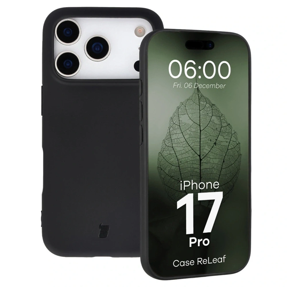 Etui z recyklingu Bizon Case ReLeaf do Apple iPhone 17 Pro czarne