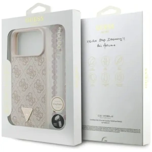 Etui Guess 4G Strap Triangle Logo MagSafe do Apple iPhone 17 Pro Max różowy