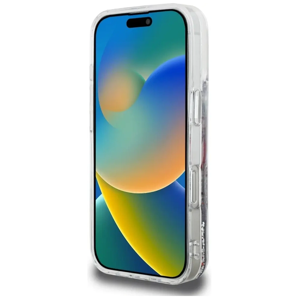 Etui Karl Lagerfeld Liquid Glitter Choupette Logo do Apple iPhone 16 Pro Max przezroczysty