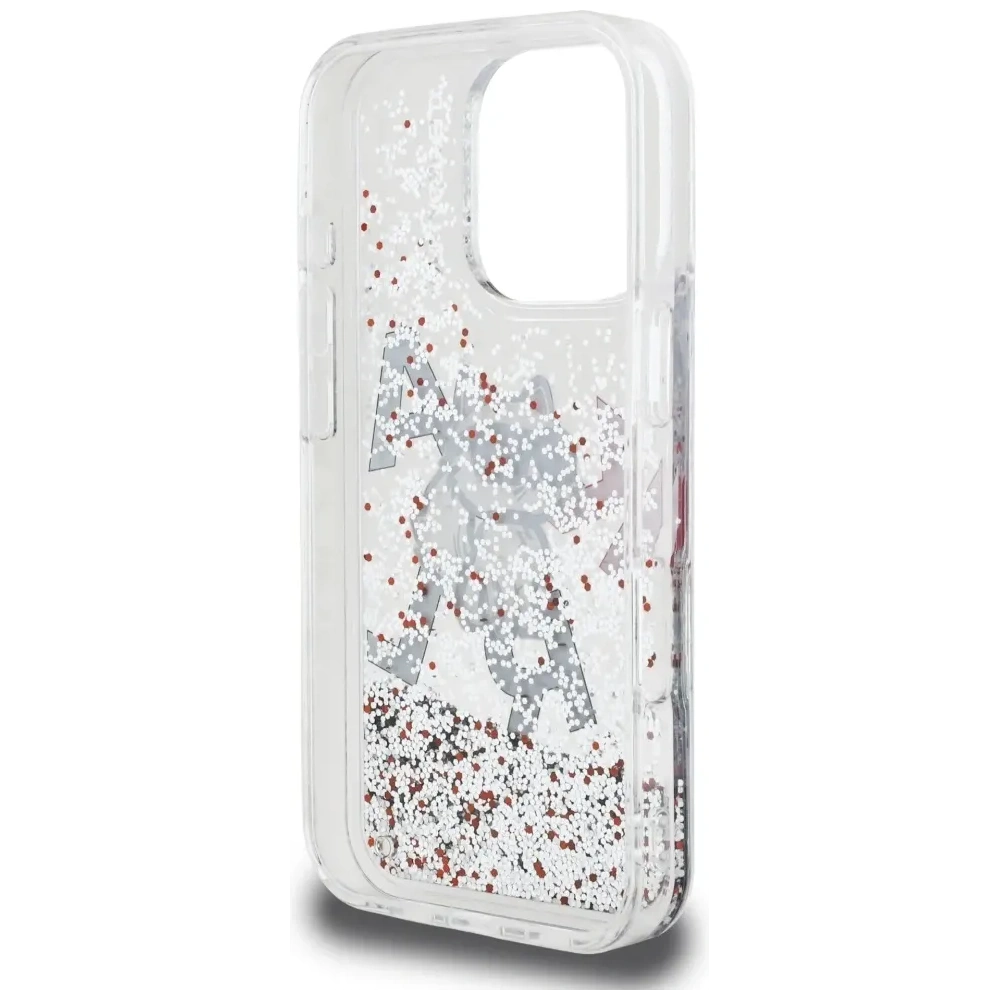 Etui Karl Lagerfeld Liquid Glitter Choupette Logo do Apple iPhone 16 Pro Max przezroczysty