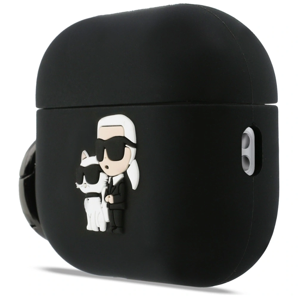 Etui Karl Lagerfeld Silicone Karl&Chaupette Head 3D do AirPods Pro 3 czarny