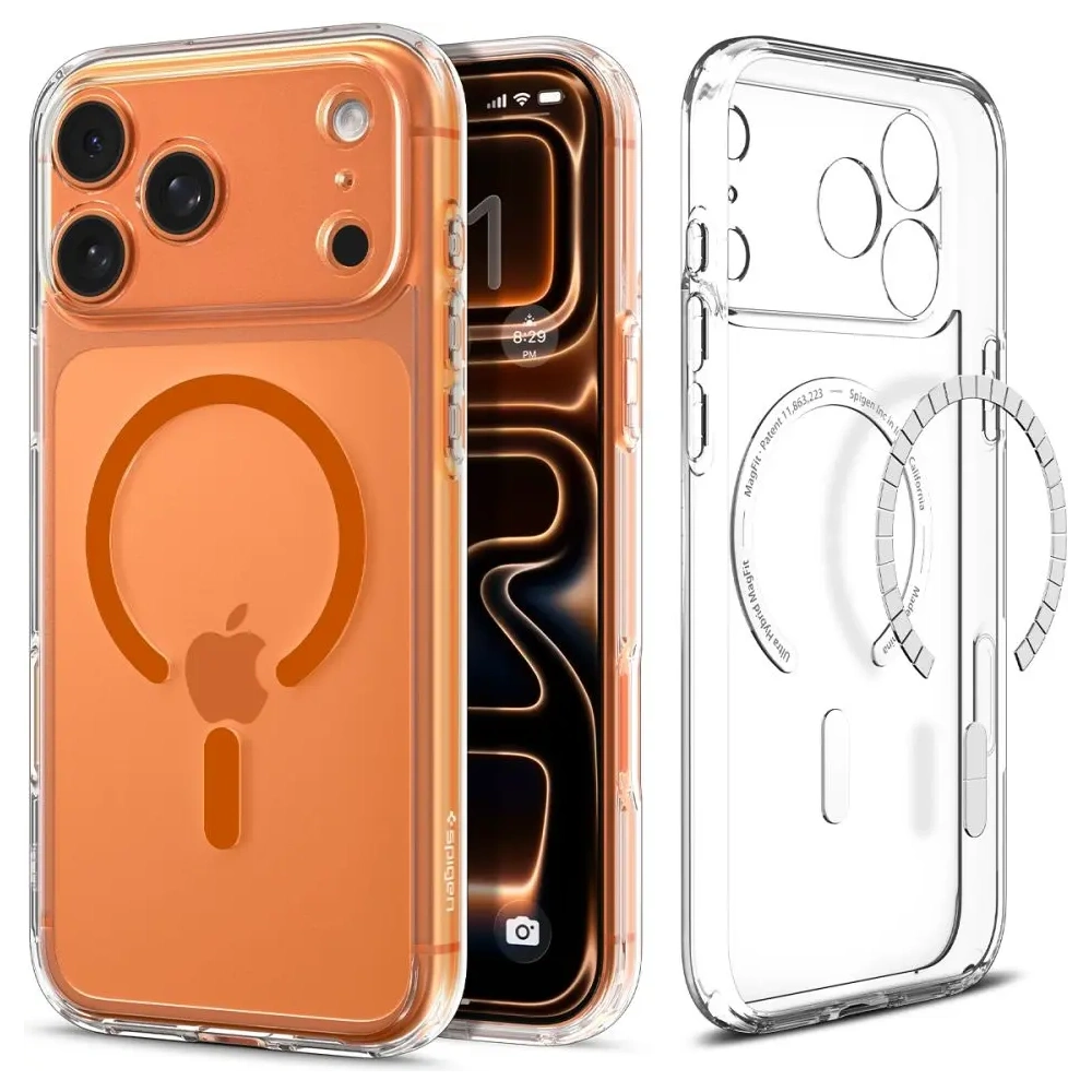 Etui Spigen Ultra Hybrid Mag MagSafe do Apple iPhone 17 Pro Clear/orange