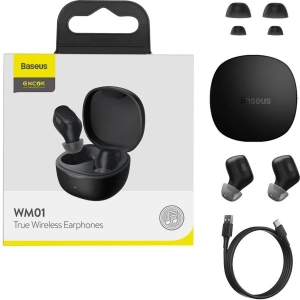 Buy Wireless headphones Baseus Encok WM01 TWS, Bluetooth 5.0 (Black) - BSU1641BLK - {ean13} - Home Screen Store Europe