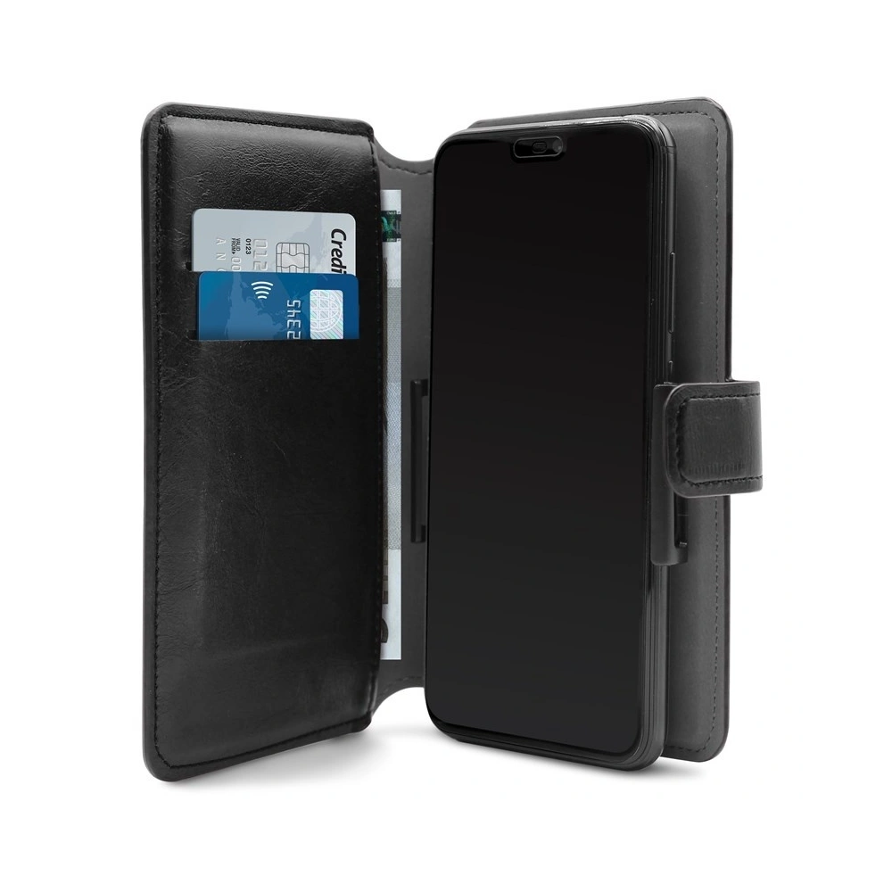 PURO Universal Wallet - Uniwersalne etui obrotowe 360° z kieszeniami na karty, rozmiar XL (czarny)