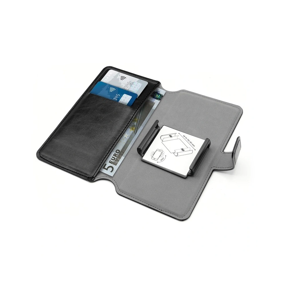 PURO Universal Wallet - Uniwersalne etui obrotowe 360° z kieszeniami na karty, rozmiar XL (czarny)