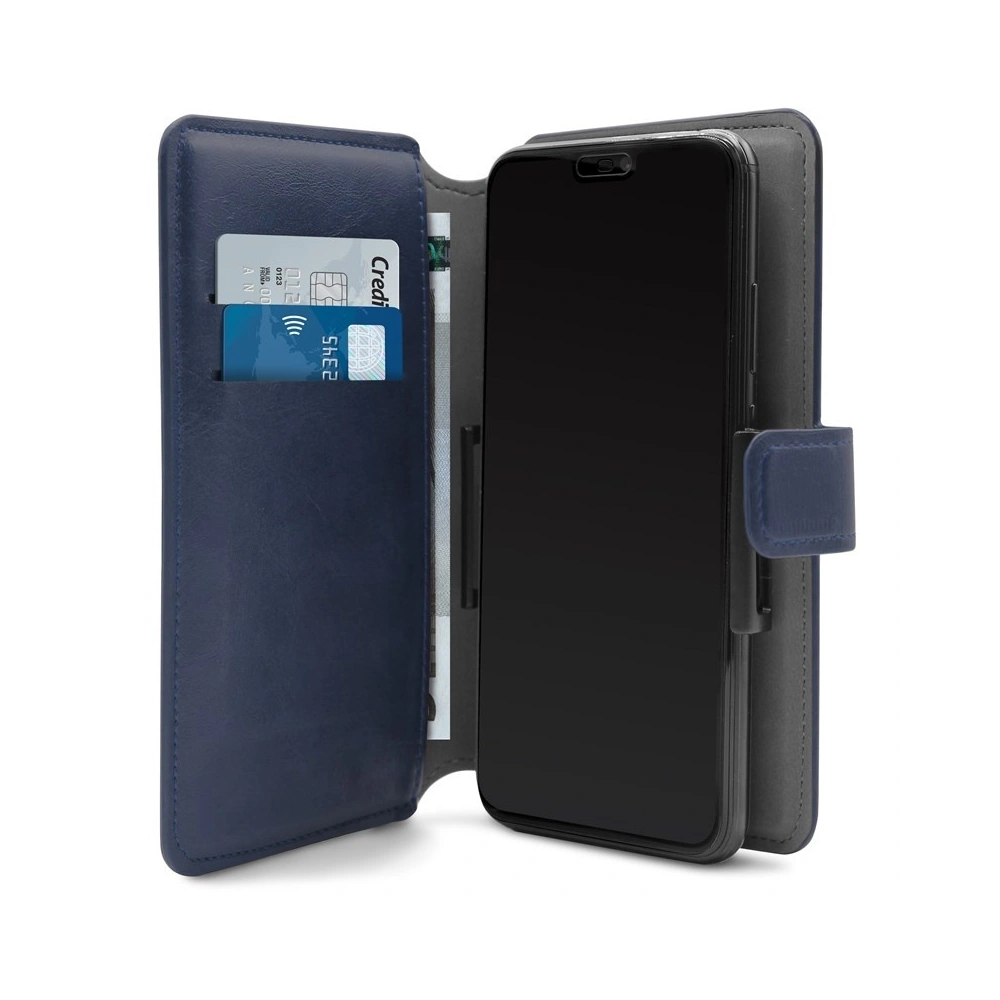 PURO Universal Wallet - Uniwersalne etui obrotowe 360° z kieszeniami na karty, rozmiar XL (granatowy)