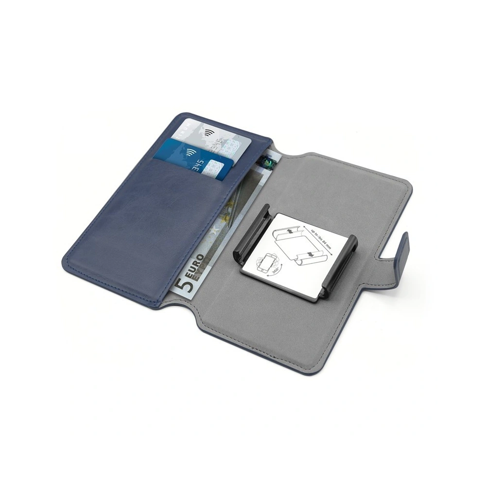 PURO Universal Wallet - Uniwersalne etui obrotowe 360° z kieszeniami na karty, rozmiar XL (granatowy)