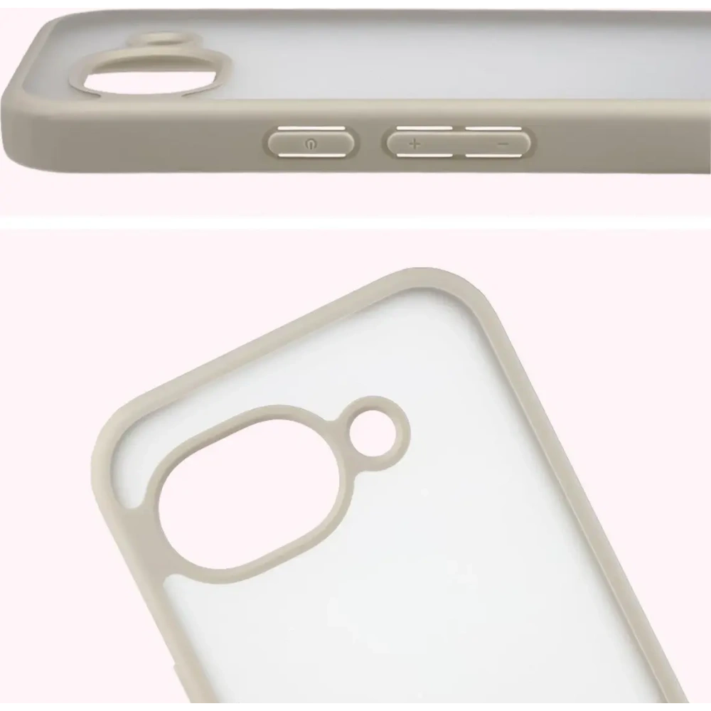 Etui Bizon Case Angelo do Google Pixel 10a półprzezroczyste z beżową ramką