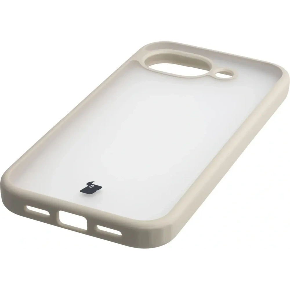 Etui Bizon Case Angelo do Google Pixel 10a półprzezroczyste z beżową ramką