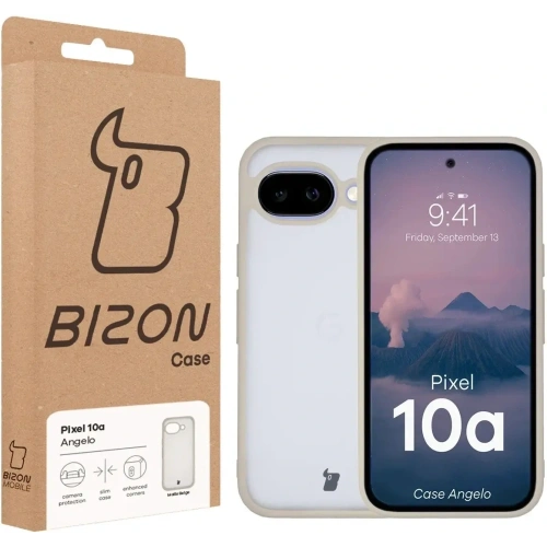 Etui Bizon Case Angelo do Google Pixel 10a półprzezroczyste z beżową ramką