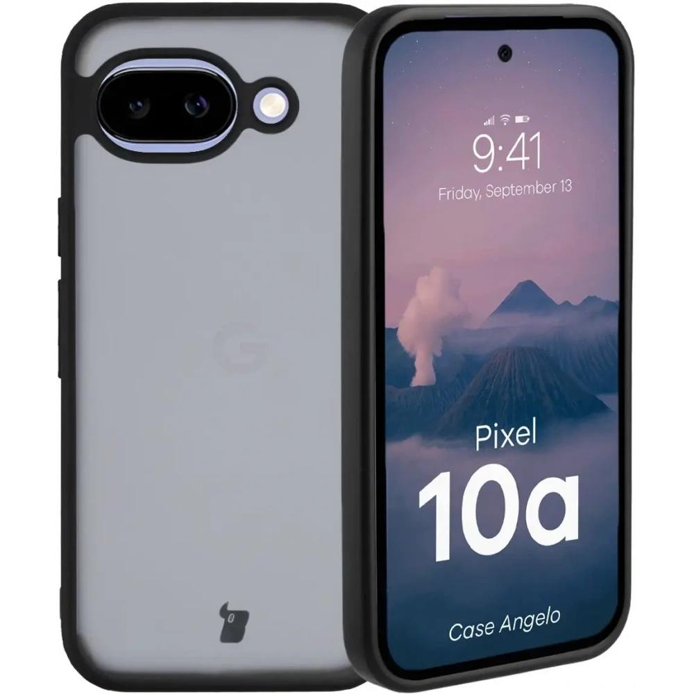 Etui Bizon Case Angelo do Google Pixel 10a przydymione z czarną ramką