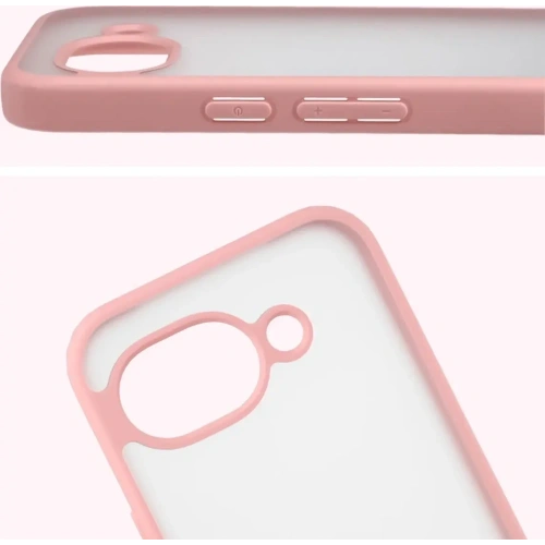 Etui Bizon Case Angelo do Google Pixel 10a półprzezroczyste z jasnoróżową ramką