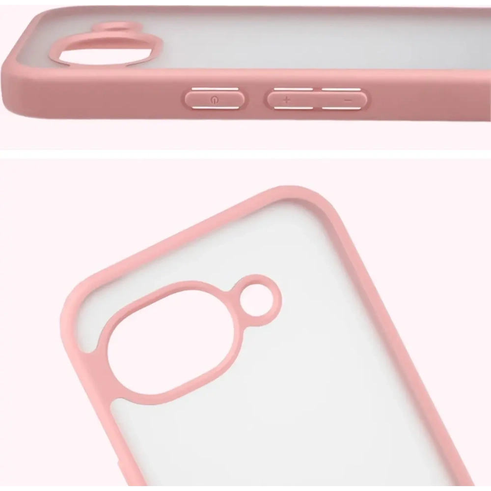 Etui Bizon Case Angelo do Google Pixel 10a półprzezroczyste z jasnoróżową ramką