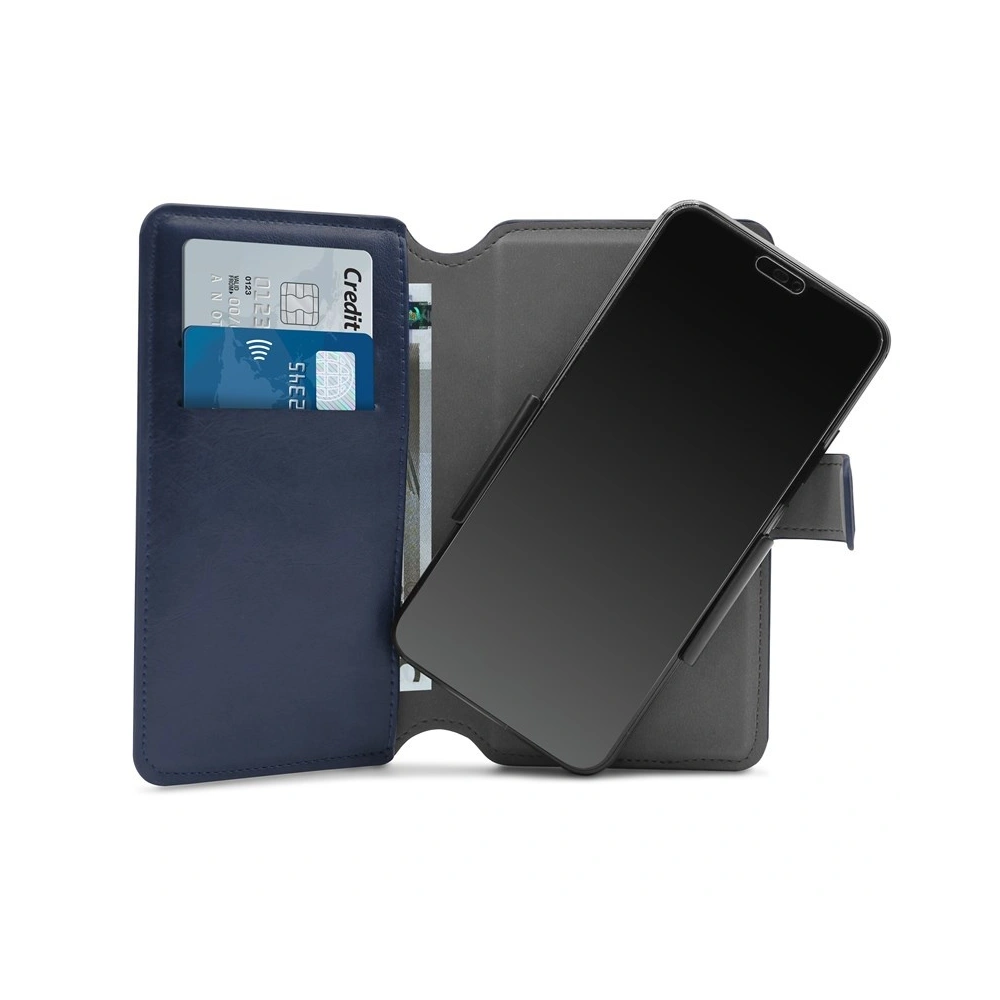 PURO Universal Wallet - Uniwersalne etui obrotowe 360° z kieszeniami na karty, rozmiar XL (granatowy)