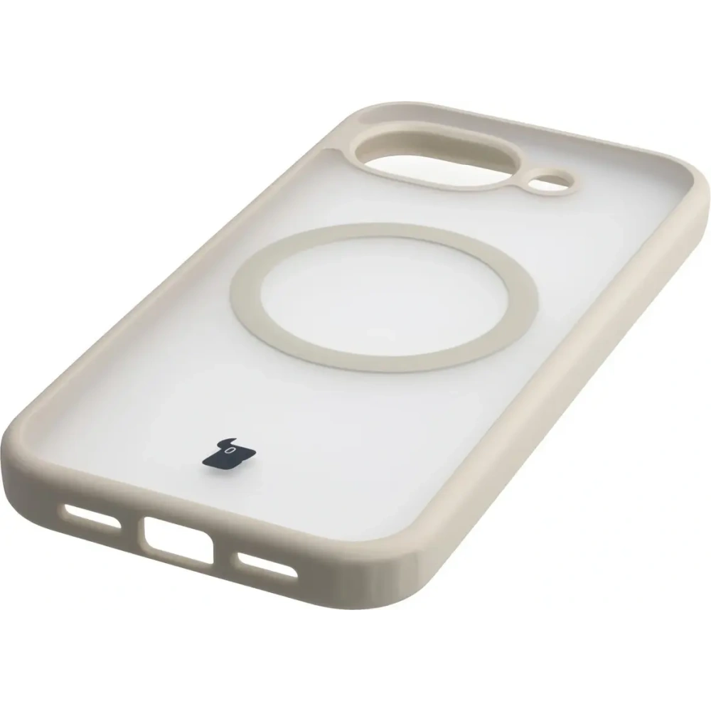 Etui z pierścieniem magnetycznym Bizon Case MatteO do Google Pixel 10a przydymione-beżowe